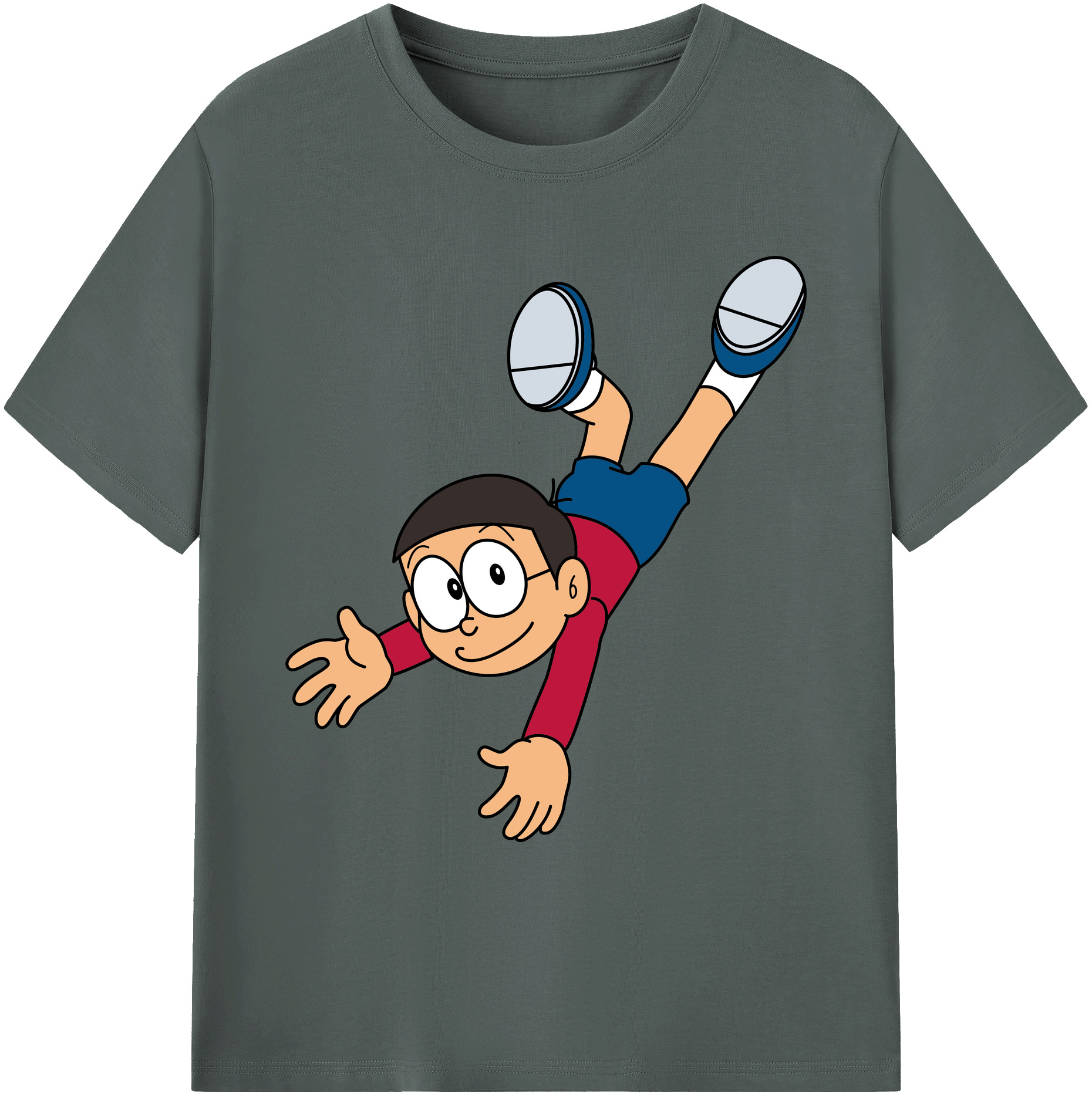 （画像用） ドラえもん 野比 のび太 Doraemon Nobita Nobi 綿100％ メンズ半袖Tシャツ｜肌触りやわらか＆通気性